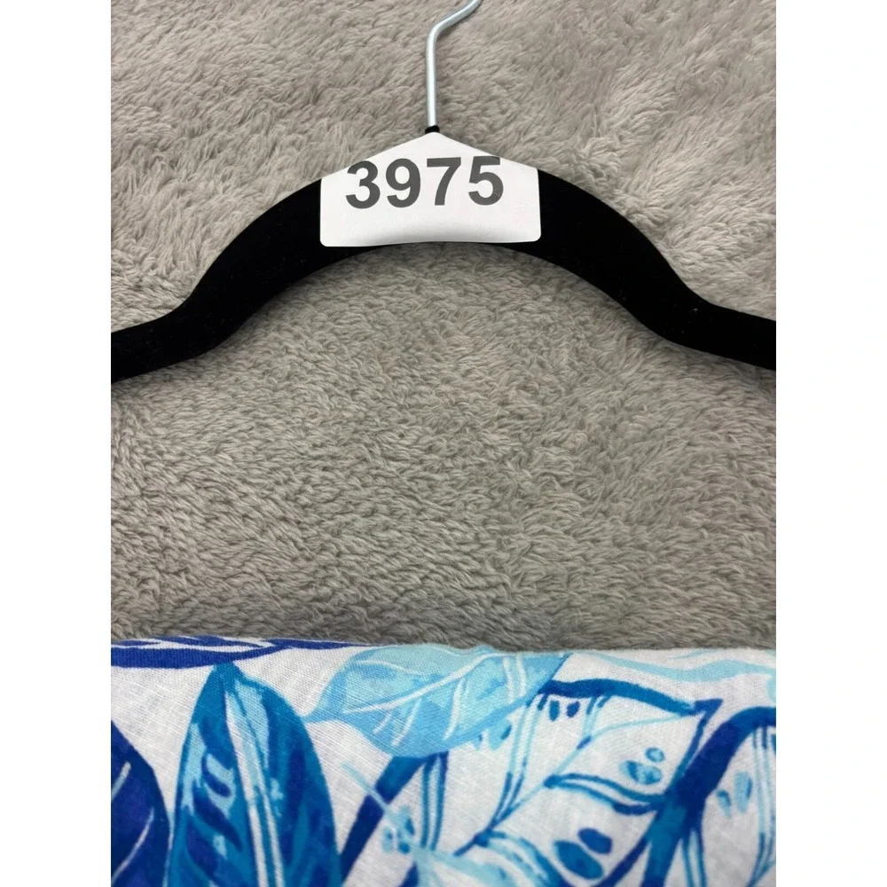 Sigrid Olsen‎ Linen Blend Open Front Long Cardigan Womens OS Blue Floral Beachy